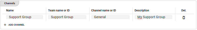 Teams Channel Setting