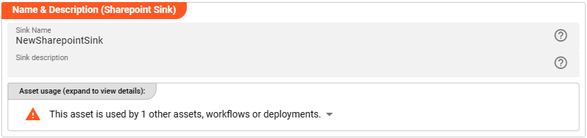 Name &amp; Description (SharePoint Sink Asset)
