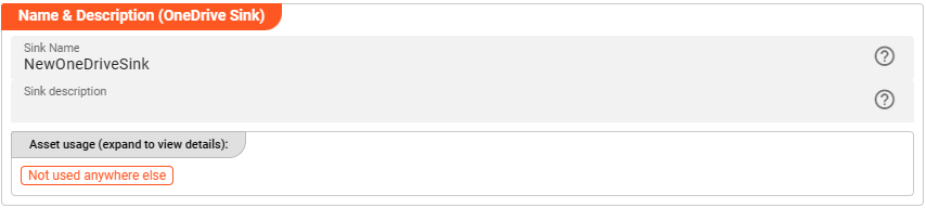Name &amp; Description (OneDrive Sink Asset)