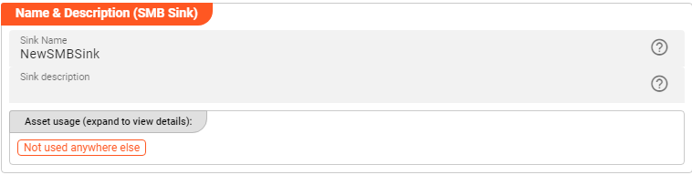 Name &amp; Description (SMB Sink Asset)