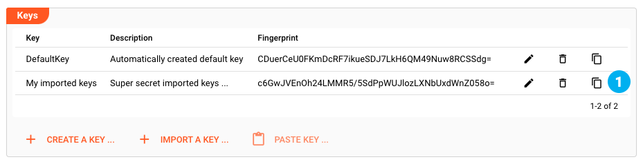 Import a key-pair result (Secret Management)