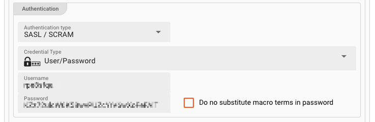 Security Settings Authentication (Connection Kafka)