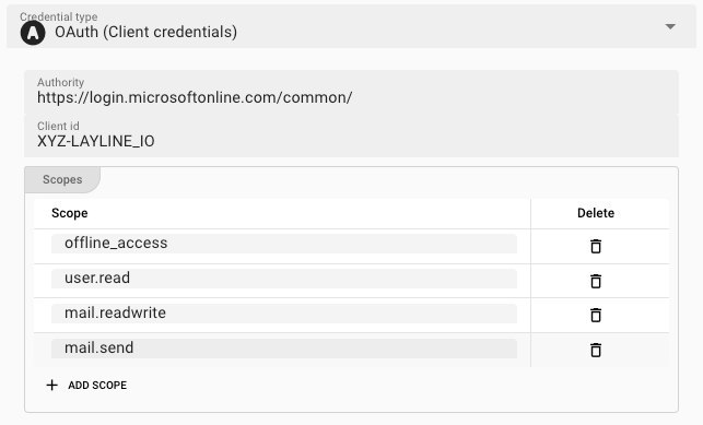 OAuth Client Credential Flow (Connection Email)