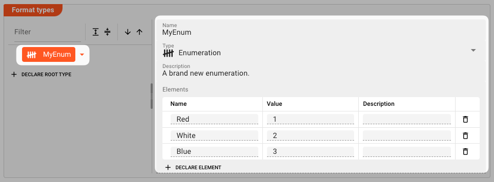 Enumeration Declaration (Array Data Dictionary)