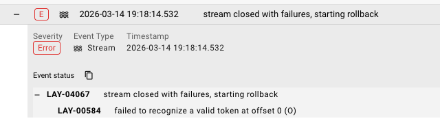 Audit Trail parse error