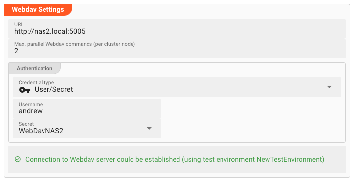 WebDav Settings (Connection WebDav)