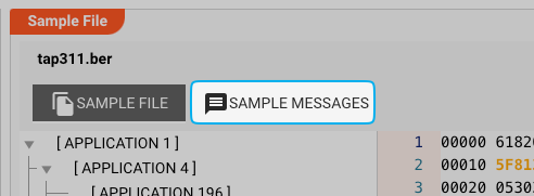 Sample File Viewer Sample Messages Tab (Format ASN.1)