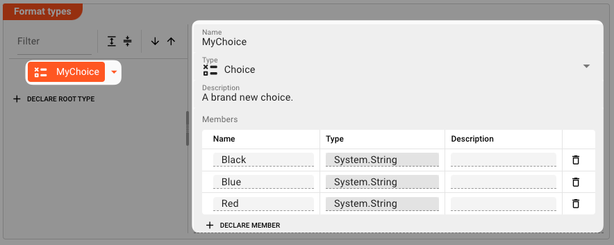 Choice Declaration (Array Data Dictionary)