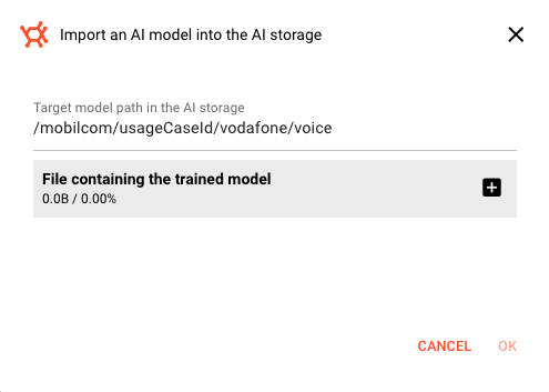 Import model dialog
